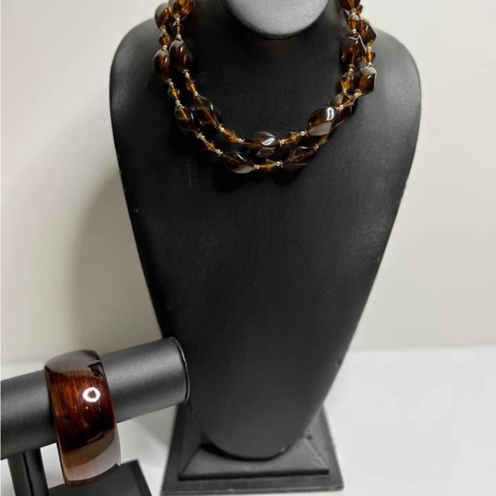 High End Costume Jewelry- dark brown with marbling black